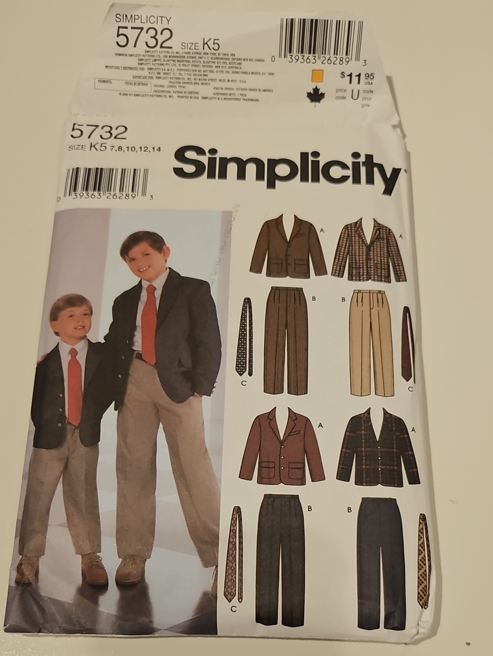 💠 4 For 10 Patterns! Simplicity Boys Suit Pattern